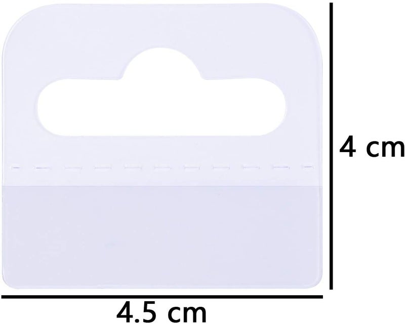 BLUECELL 200 Pieces 1 3/4" x 1 1/2" Clear Slot Hole Adhensive Custom Hang Tabs Tags Hook for Store Retail Display - Image 2